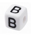 PERLE CUBE PLASTIQUE 10 MM - LETTRE B