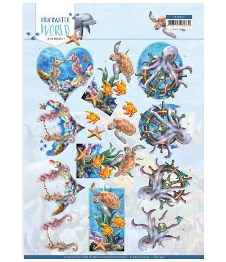 FEUILLE 3D SEA ANIMALS - CD11497