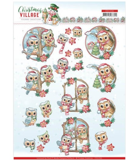 FEUILLE 3D CHRISTMAS VILLAGE - CD11541