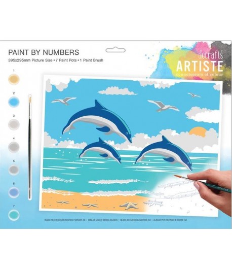 KIT PEINTURE PAR NUMERO DAUPHINS 39.5X29.5CM