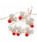 SUJETS RENNES EN BOIS ARGENT A SUSPENDRE X6