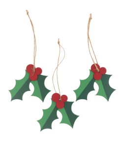 PENDENTIFS HOUX EN BOIS  X3