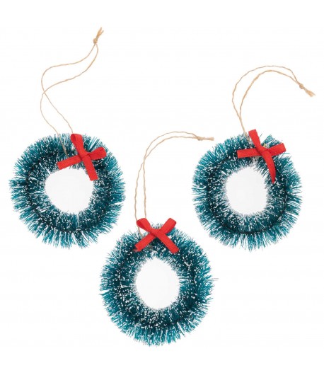 PENDENTIFS COURONNES DE NOEL EN BOIS  X3