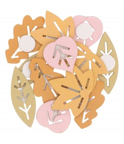 FEUILLES MULTICOLORES AUTOCOLLANTES EN BOIS X12