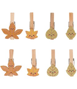 PINCES EN BOIS FEUILLES  X8 3CM