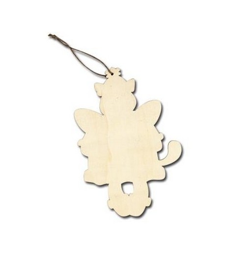 SUPPORT GRAND CHAT NOEL EN BOIS 19X34 CM