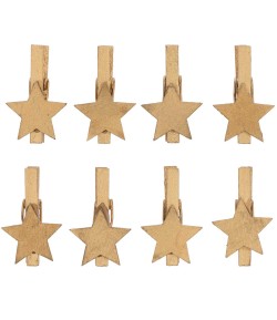 PINCES ETOILES OR EN BOIS X3