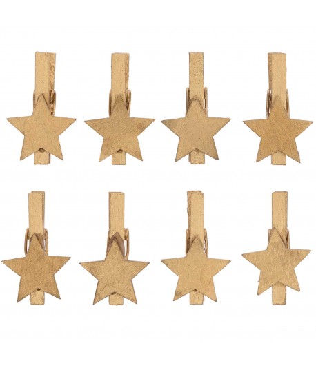 PINCES ETOILES OR EN BOIS X3