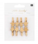 PINCES ETOILES OR EN BOIS X3