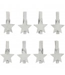 PINCES ETOILES ARGENT EN BOIS X8