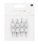 PINCES ETOILES ARGENT EN BOIS X8