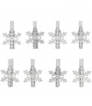 PINCES FLOCONS ARGENT EN BOIS X8