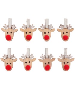 PINCES RENNES ARGENT EN BOIS X8