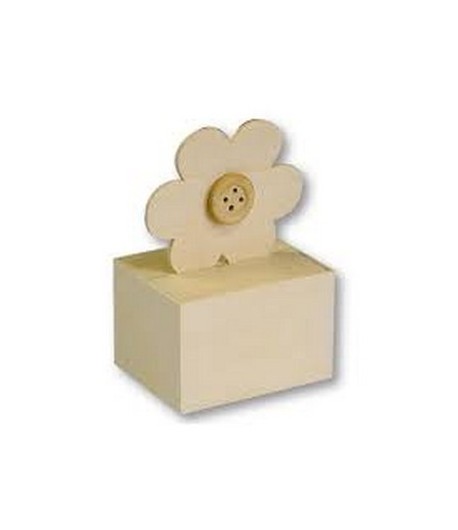 BOITE FLEUR ET BOUTON EN BOIS 5.4X4.3X7.7CM