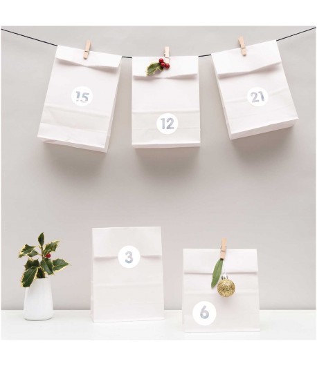 LOT DE 24 SACS BLANCS POUR CALENDRIER DE L'AVENT