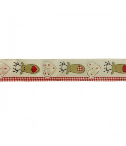 RUBAN RENNE ET COEUR 4 CM - 1 METRE