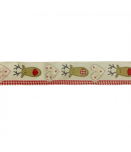 RUBAN RENNE ET COEUR 4 CM - 1 METRE