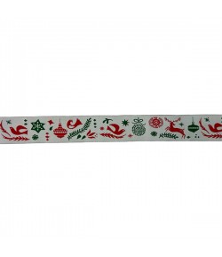 RUBAN BLANC MOTIFS NOEL 2.7 CM - 1 METRE