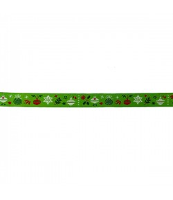RUBAN VERT MOTIFS NOEL 1.6 CM - 1 METRE
