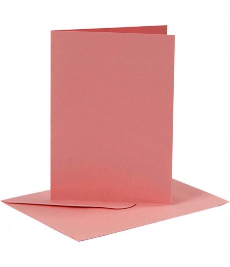 6 CARTES + ENVELOPPES - 10.5 X 15 CM - ROSE
