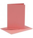 6 CARTES + ENVELOPPES - 10.5 X 15 CM - ROSE