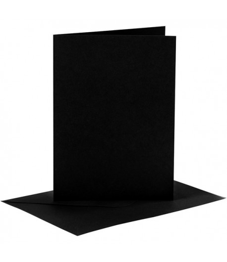 6 CARTES + ENVELOPPES - 10.5 X 15 CM - NOIR