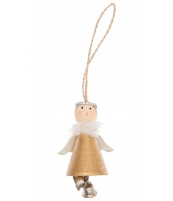 PENDENTIF PETIT ANGE OR EN BOIS