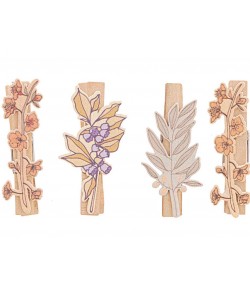 PINCES FLEURS MIX EN BOIS X4