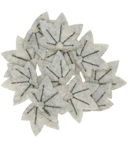 CONFETTIS FEUILLES GRIS EN FEUTRINE X12