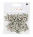 CONFETTIS FEUILLES GRIS EN FEUTRINE X12