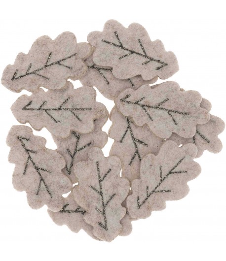 CONFETTIS FEUILLES VERT EN FEUTRINE X12