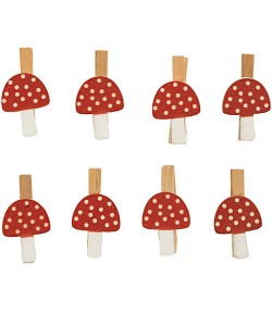 PINCES CHAMPIGNONS EN BOIS X8