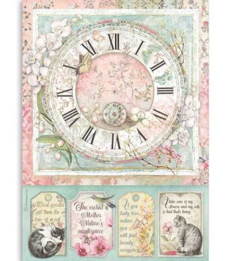 PAPIER DE RIZ A4 CLOCK - 21 X 29.7 - DFSA4513 - STAMPERIA