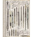 PAPIER DE RIZ A4 CALLIGRAPHY VINTAGE PENS -  21 X 29.7 - DFSA4525 - STAMPERIA