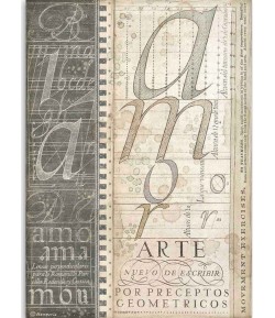 PAPIER DE RIZ A4 CALLIGRAPHY ALPHABET -  21 X 29.7 - DFSA4525 - STAMPERIA