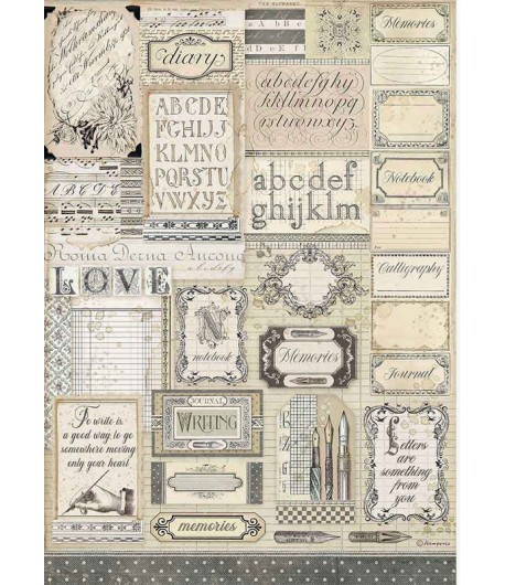 PAPIER DE RIZ CALLIGRAPHY VINTAGE PENS - A3 29.7 X 41.9 CM - DFSA3081