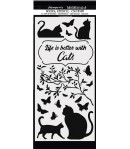 POCHOIR LIFE IS BETTER WITH CATS  12 X 25 CM - KSTDL44 STAMPERIA