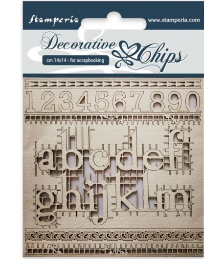 FORMES CARTON DECORATIVE CHIPS ALPHABET AND NUMBER 14X14CM - SCB24