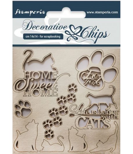 FORMES CARTON DECORATIVE CHIPS CATS 14X14CM - SCB26