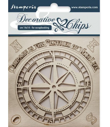 FORMES CARTON DECORATIVE CHIPS COMPASS 14X14CM - SCB29