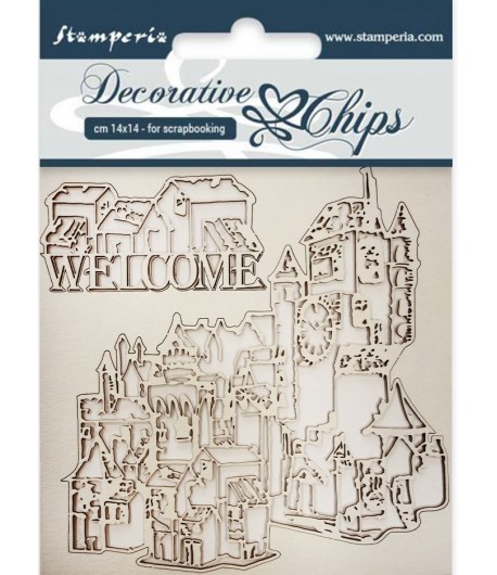 FORMES CARTON DECORATIVE CHIPS WELCOME 14X14CM - SCB31