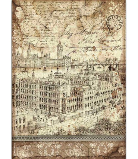 PAPIER DE RIZ A4 LADY VAGABOND LONDON - 21 X 29.7 - DFSA4523 - STAMPERIA