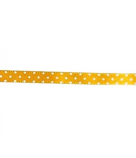 RUBAN POIS JAUNE D'OR 10MM - 1M