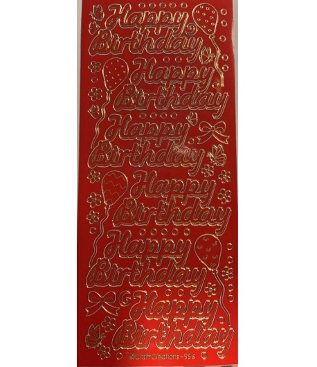 STICKERS HAPPY BIRTHDAY ROUGE/OR