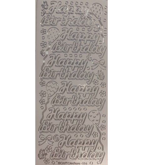 STICKERS HAPPY BIRTHDAY BLANC/ARGENT