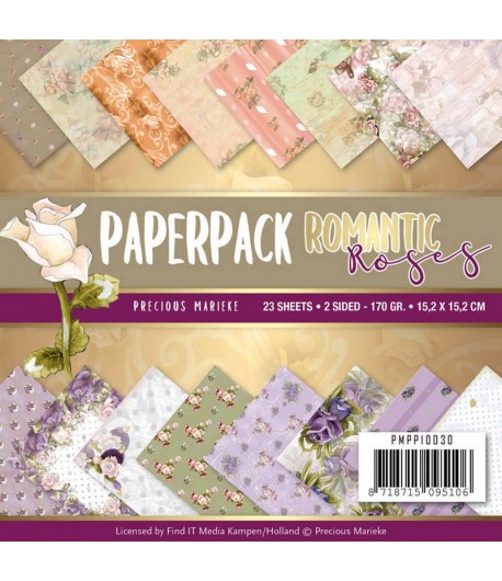 BLOC 23 FEUILLES 15 X 15 CM - ROMANTIC ROSES PMPP10030