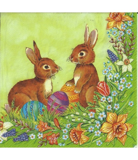 SERVIETTE LAPINS ET OEUFS 2