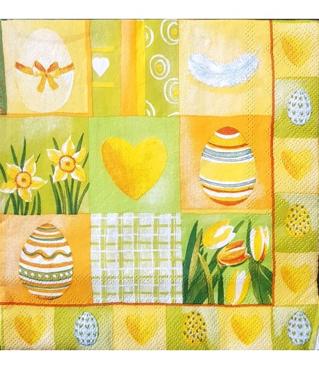 SERVIETTE OEUFS ET FLEURS