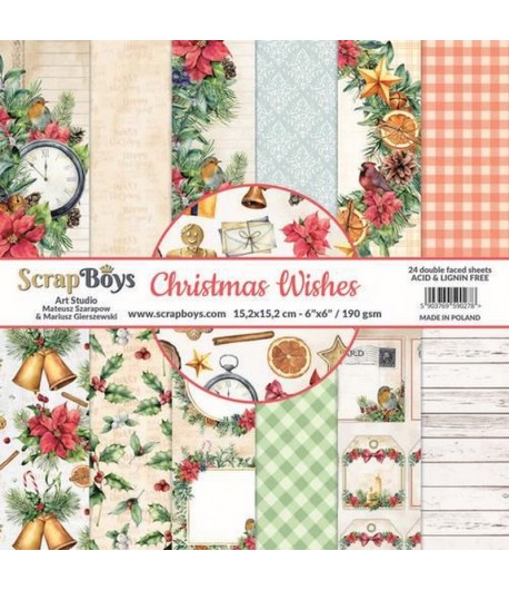 BLOC 24 FEUILLES 15 X 15 CM -  CHRISTAMS WISHES