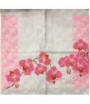 SERVIETTE ORCHIDEES FOND GRIS